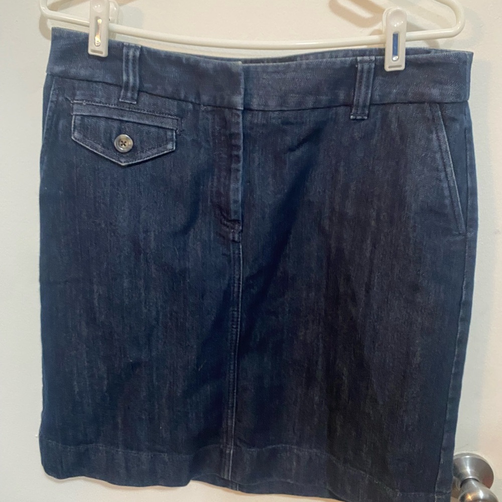 Ann Taylor Blue Denim Skirt with Pocket Accent
